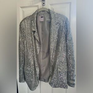 SO Sparkling Silver Sequin Blazer